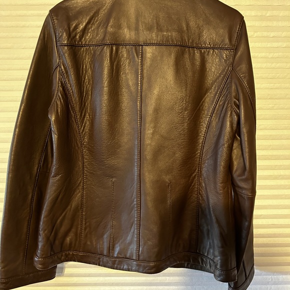 Great condition Chocolate Brown Genuine Leather Jacket medium - Picture 6 of 6